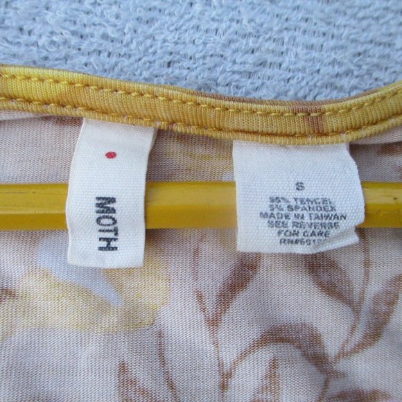 Anthropologie’s Moth Top Women's S Yellow Floral Short Sleeve Pink & Red Flowers - Picture 7 of 13